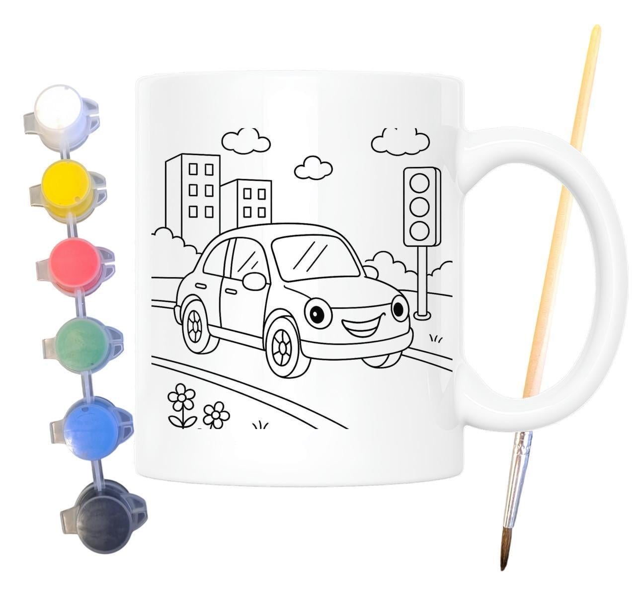 Набор для творчества кружка раскраска Машинка 330 мл Белый (КР0137)
