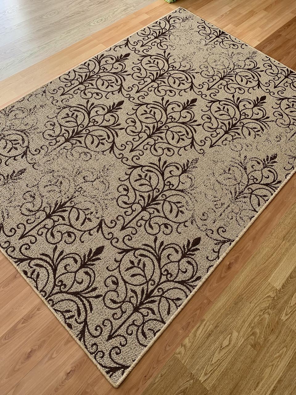 Килим безворсовий абстрактний рогожка прямокутний 80х250 см Бежевий (1023-0151)