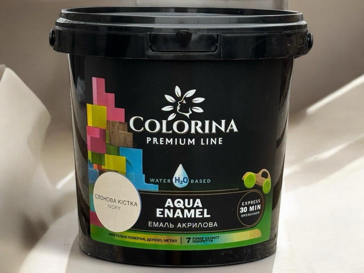 Краска акриловая COLORINA AQUA ENAMEL 0,9 л Слоновая кость (31641895)