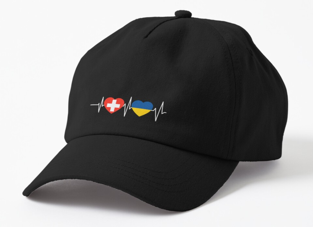 Кепка унисекс Malfini с патриотическим принтом Switzerland Ukraine Черный (УКР330К-1)