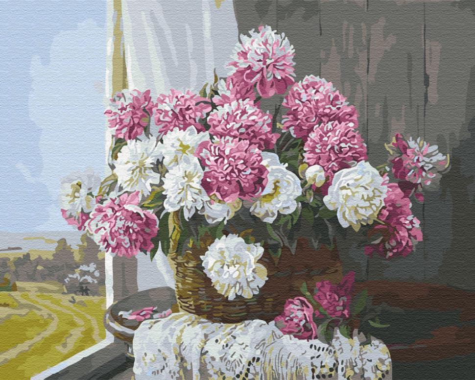 Картина по номерам Brushme Букет пионов у окна (GX29430)