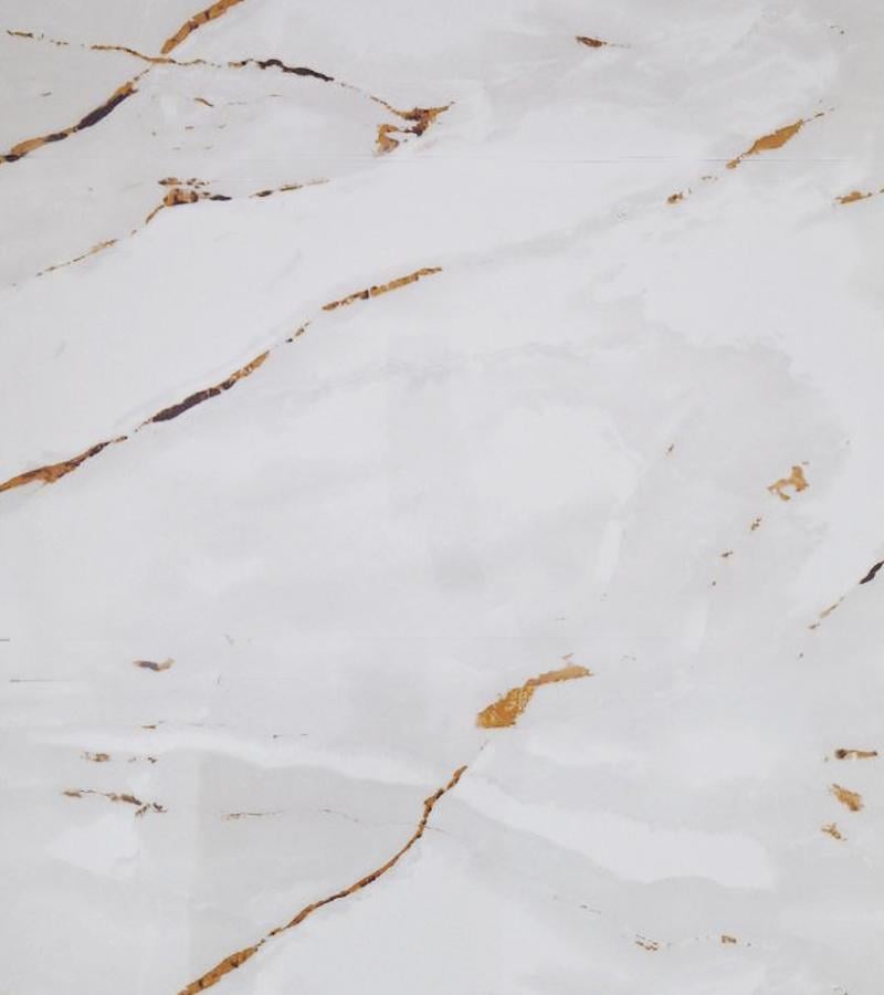 Панель самоклеюча 3D декоративна вініл мармур 600х300х2 мм Білий із золотими прожилками глянець (F62)