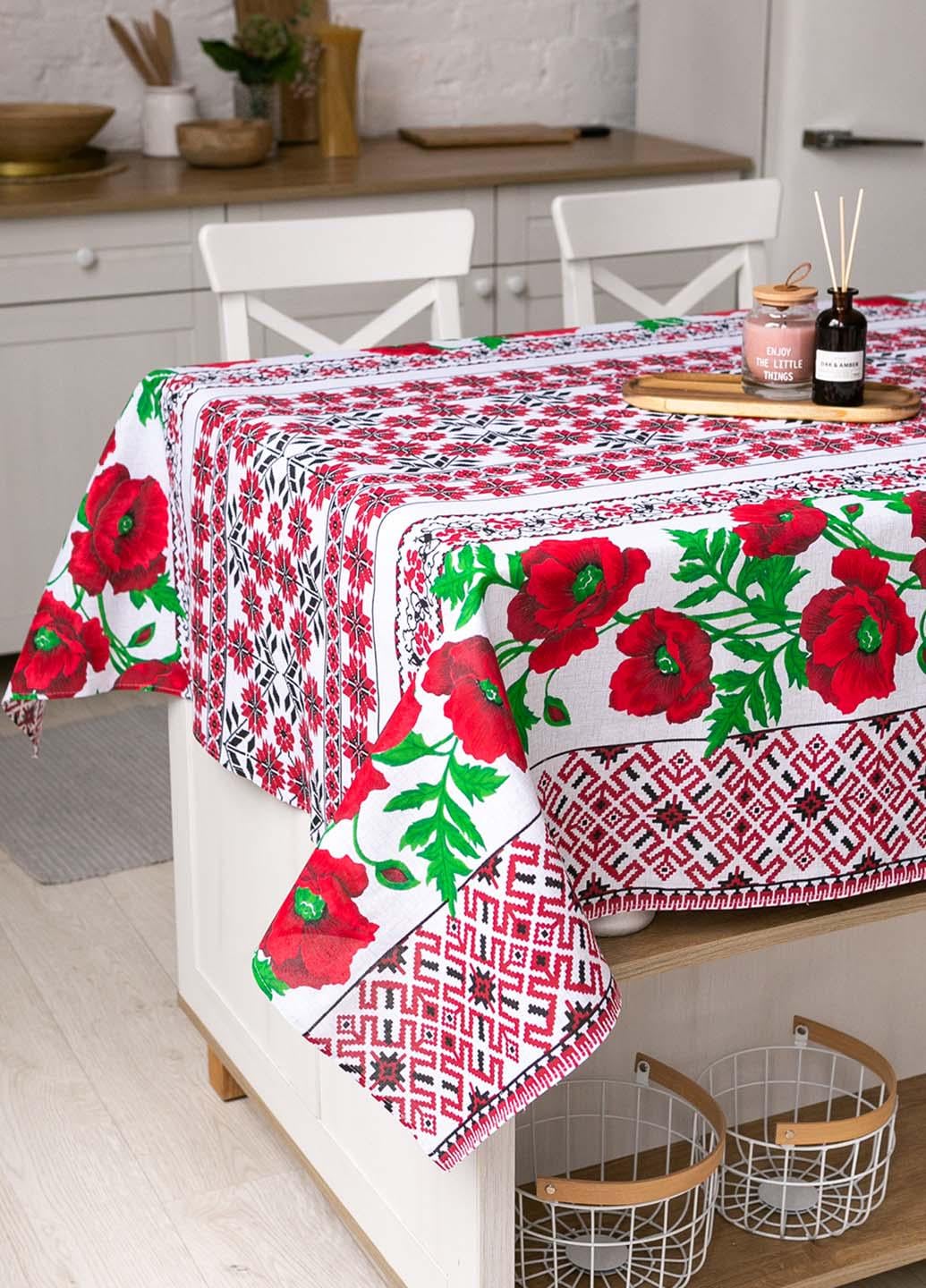 Скатерть льняная Маки 1,5х1,8 м (мки18)