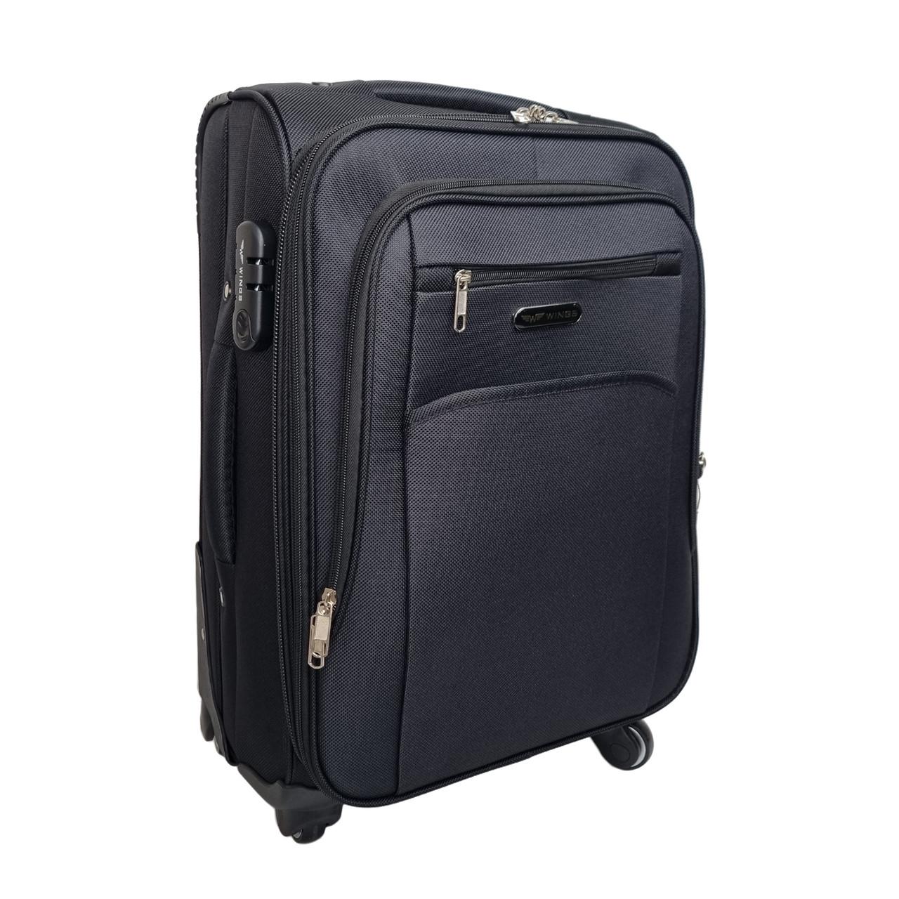 Валіза на коліщатках Wings текстиль Чорний (2501/4 black (S))