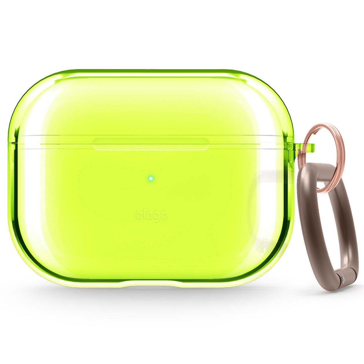 Чехол для наушников с карабином Elago Clear Case for Airpods Pro, Neon Yellow (EAPPCL-HANG-NYE)