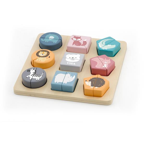 Деревянный пазл Viga Toys PolarB Фигуры и зверята (44012)