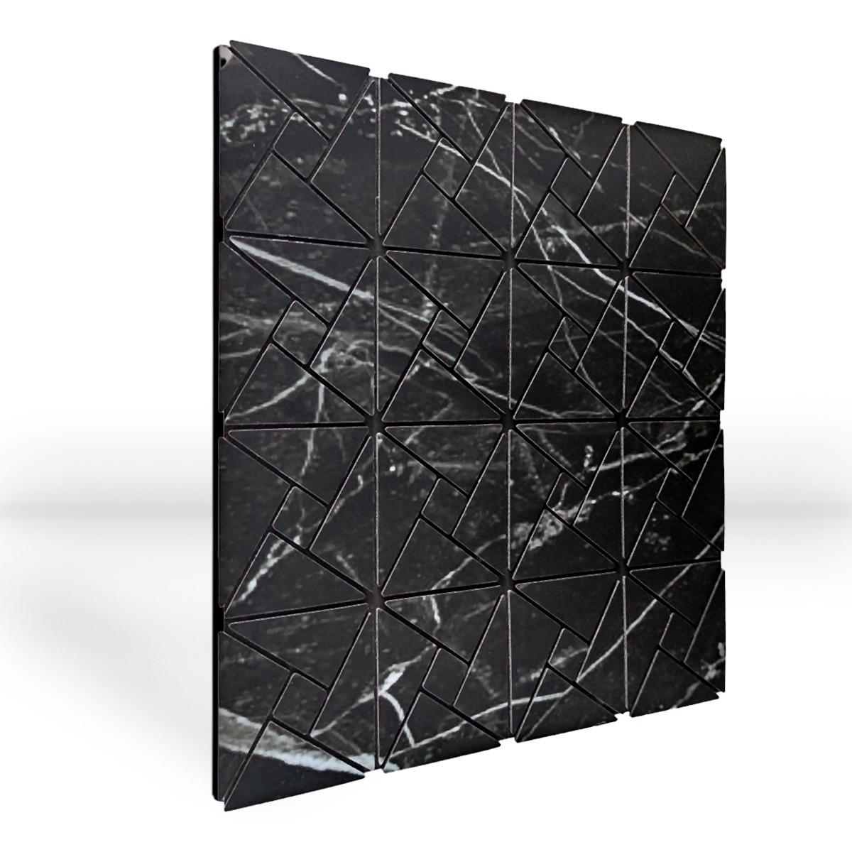 Плитка самоклеящаяся PET фигуры мрамор 30х30 см 4 мм Черный