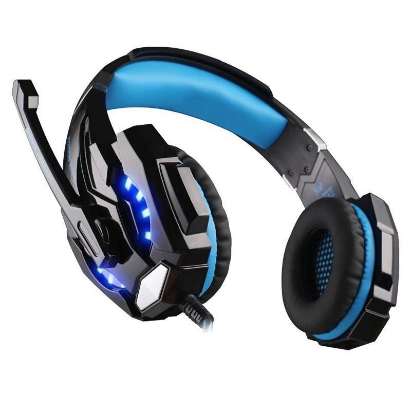 Наушники KOTION EACH Gaming with LED G9000 Aux USB Black/Blue - фото 6