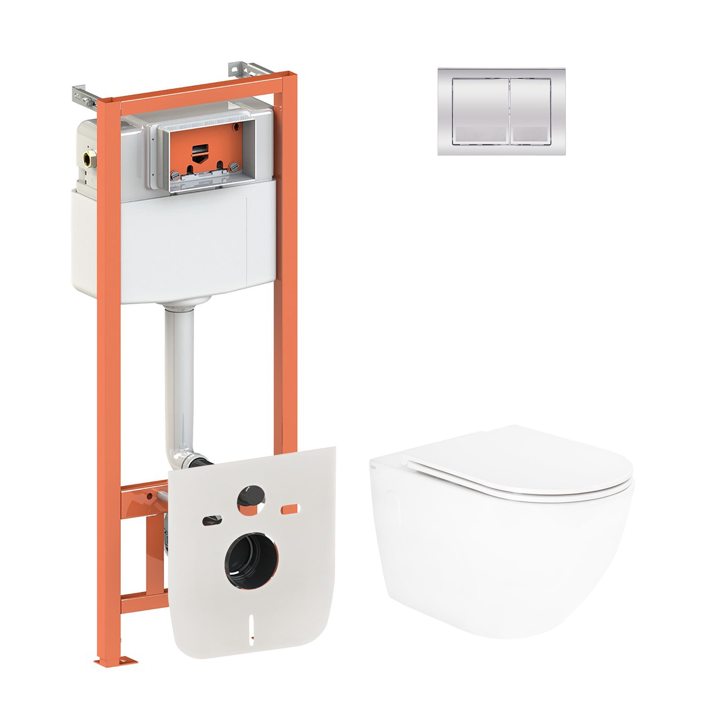 Комплект інсталяції Q-tap Nest QT13332141ERW0133M425M06028CRM з унітазом кнопка Хром (124780)