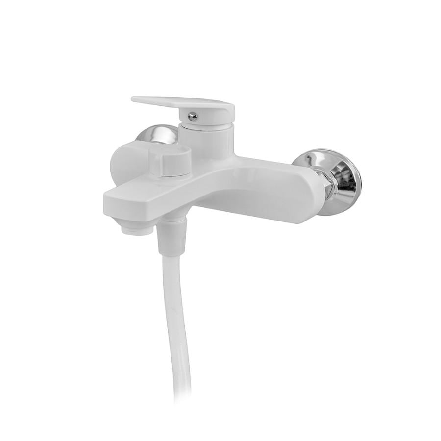 Смеситель для ванной PLAMIX Lucas-009 комплект со шлангом воронкой и кронштейном White (PM0708)
