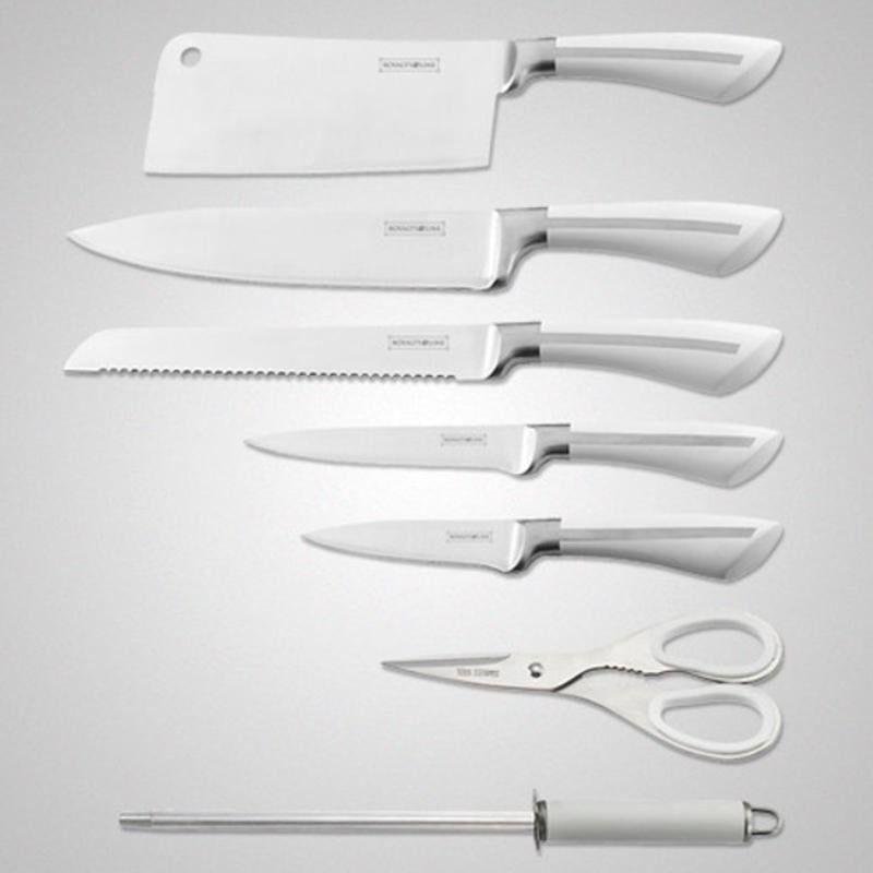Набор ножей кухонных Royalty Line RL-KSS750 со стальным лезвием на подставке 8 пр. White - фото 3