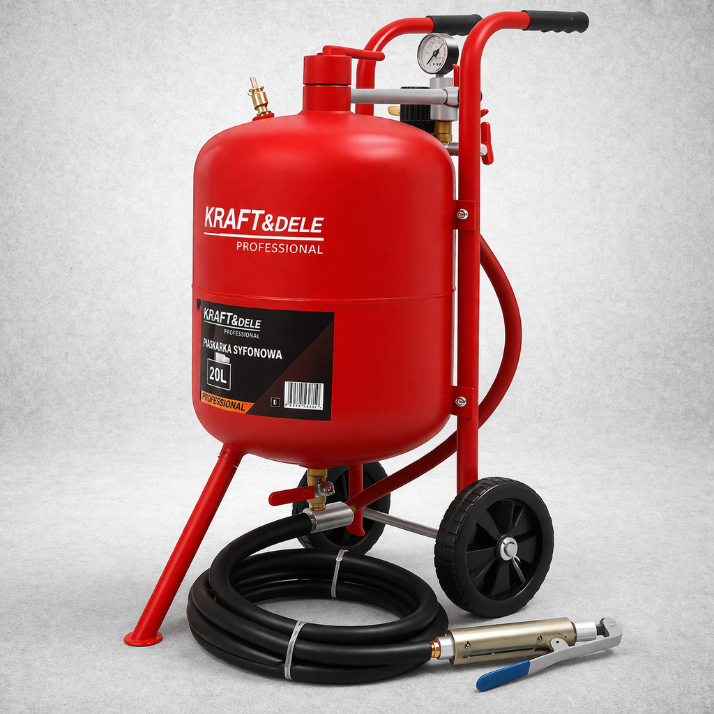 Пескоструйный аппарат KRAFT&DELE KD5854 38 л с аксессуарами 4,3/7,5 бар 400–700 л/мин сифонный