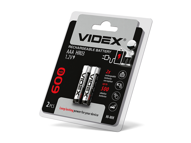 Аккумуляторы Videx HR03/AAA 600 mAh Double Blister 2 шт. (4826)