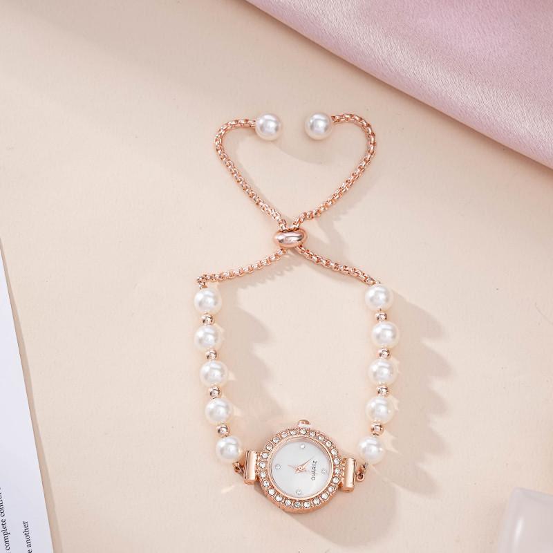 Наручний кварцовий годинник з регульованим браслетом із перлин та стразами Рожеве золото (2690598357) - фото 3 Наручний кварцовий годинник з регульованим браслетом із перлин та стразами Рожеве золото (2690598357) - фото 3