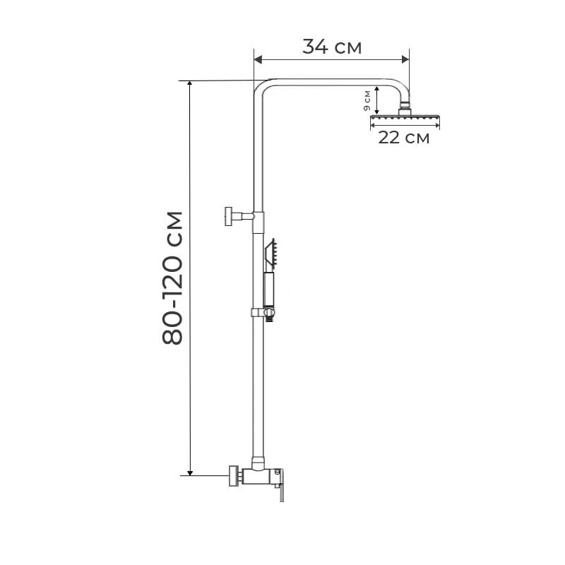 Душова система із змішувачем Haiba OPUS 003-J HB0913 Хром (129228) - фото 2