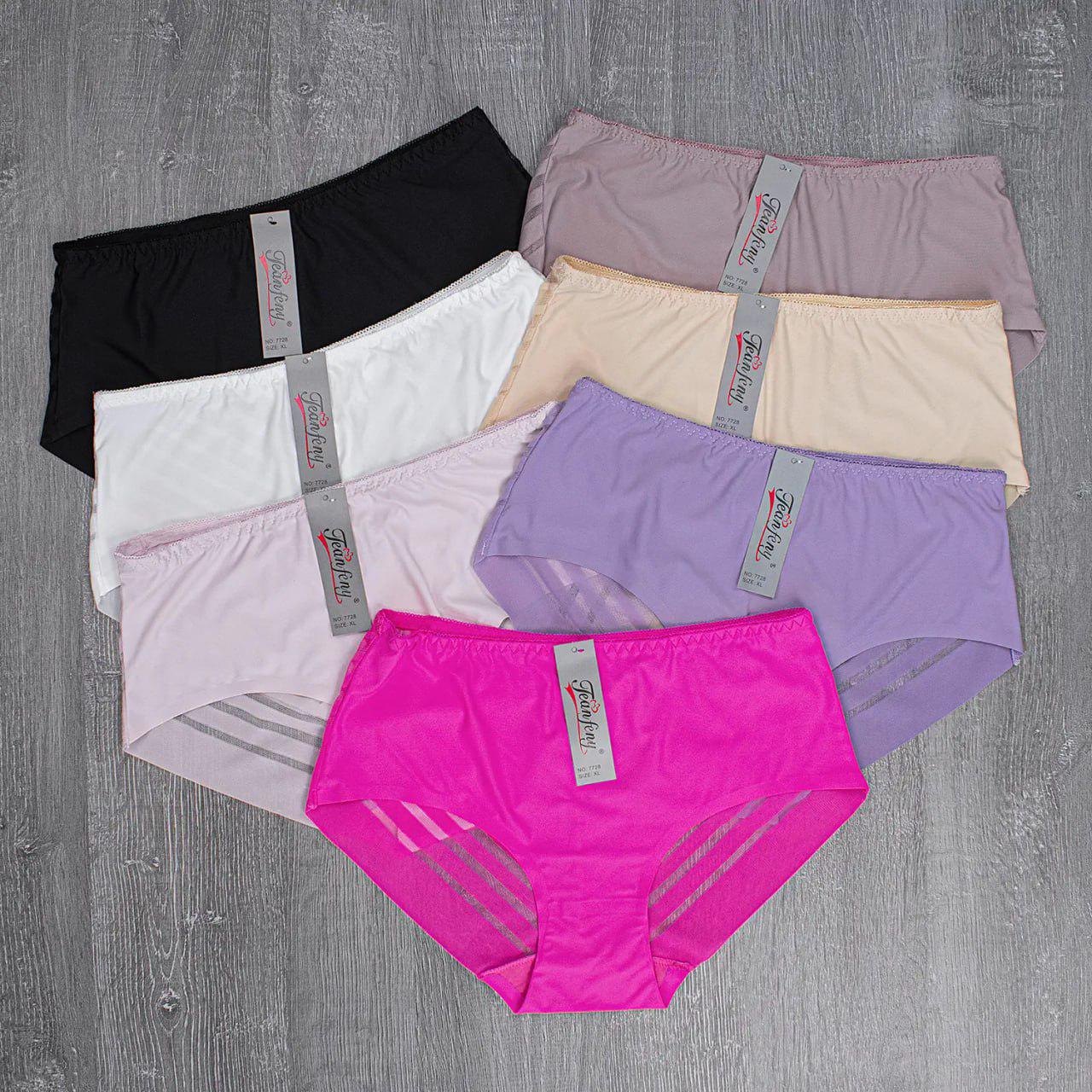 Набор женских трусиков слеп с сеточкой 7 шт. 3XL (7728-3)