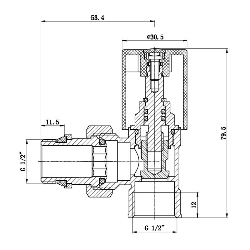 Кран радиаторный SD Forte SF236W15 1/2" угловой с ручкой с антипротечкой Хром (VD00021141) - фото 2