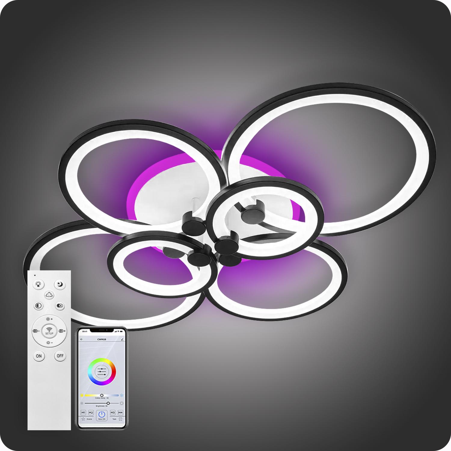 Люстра светодиодная 517 Light 3color с пультом 156 Вт Черный (01426) - фото 2 Люстра светодиодная 517 Light 3color с пультом 156 Вт Черный (01426) - фото 2