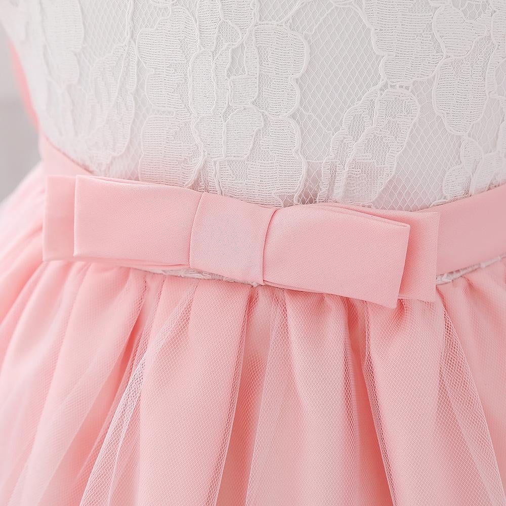 Сукня дитяча святкова Katy Kids Кетта з мереживом та великим бантом та пов'язка 120 см Світло-рожевий з білим (11013200700) - фото 5 Сукня дитяча святкова Katy Kids Кетта з мереживом та великим бантом та пов'язка 120 см Світло-рожевий з білим (11013200700) - фото 5