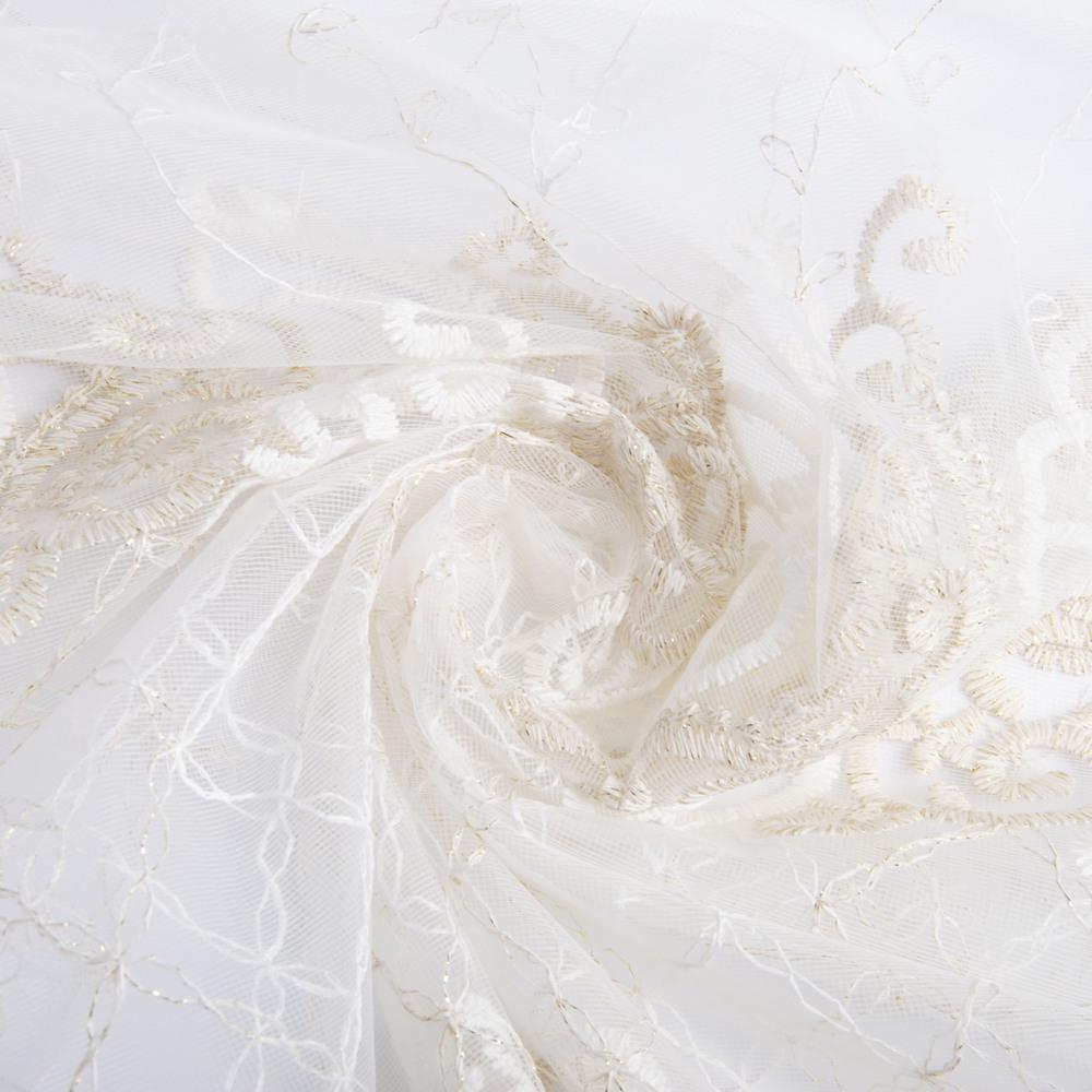 Тюль сітка з вишивкою V-001 Золото (22642)