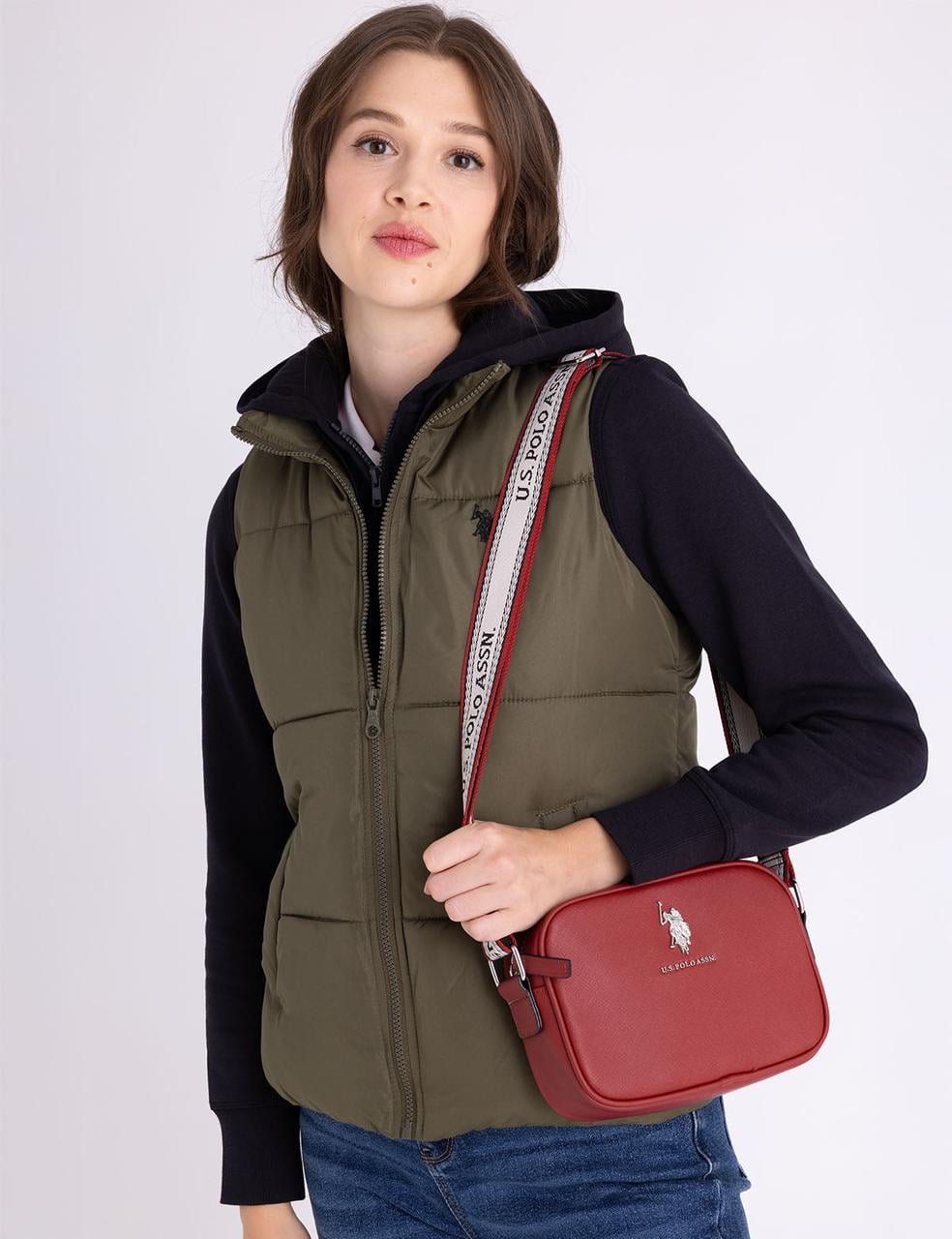 Жіноча сумка крос-боді U.S. Polo ASSN BRICK бордова (786662512586)