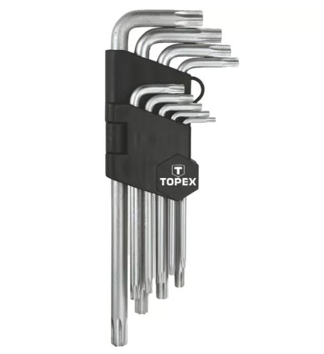 Набор шестигранных ключей Torx Topex T10-T50 9 шт. ключи звездообразные удлиненные (22741)