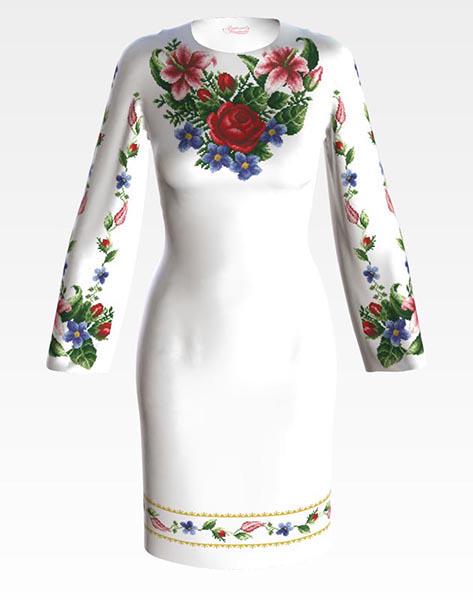 Заготовка женского платья ПЛ036 Лилии/розы/незабудки для вышивки бисером и нитками из домотканого полотна Белый (ПЛ036дБ) Заготовка женского платья ПЛ036 Лилии/розы/незабудки для вышивки бисером и нитками из домотканого полотна Белый (ПЛ036дБ)