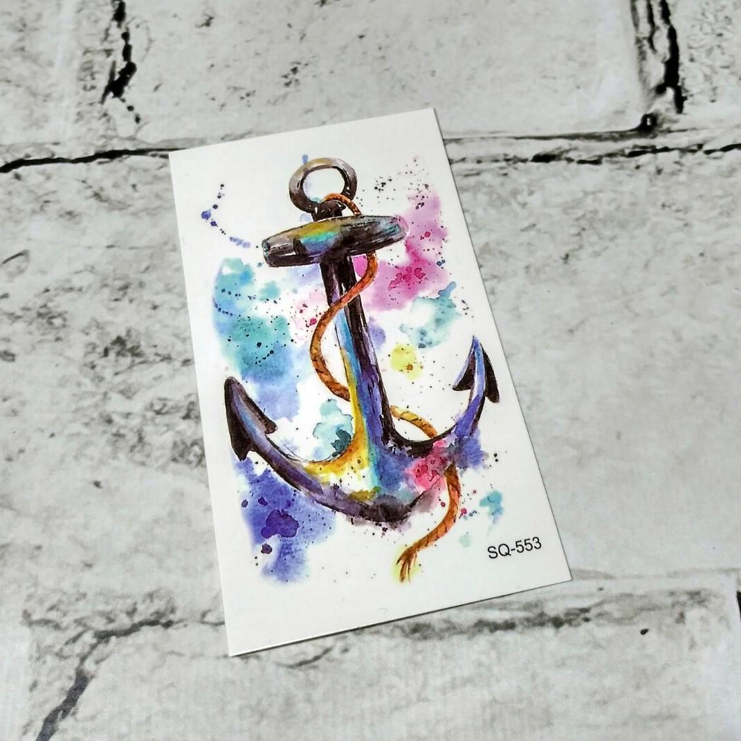 Тату временное Якорь лист 6x10.5 см (SQ-553)