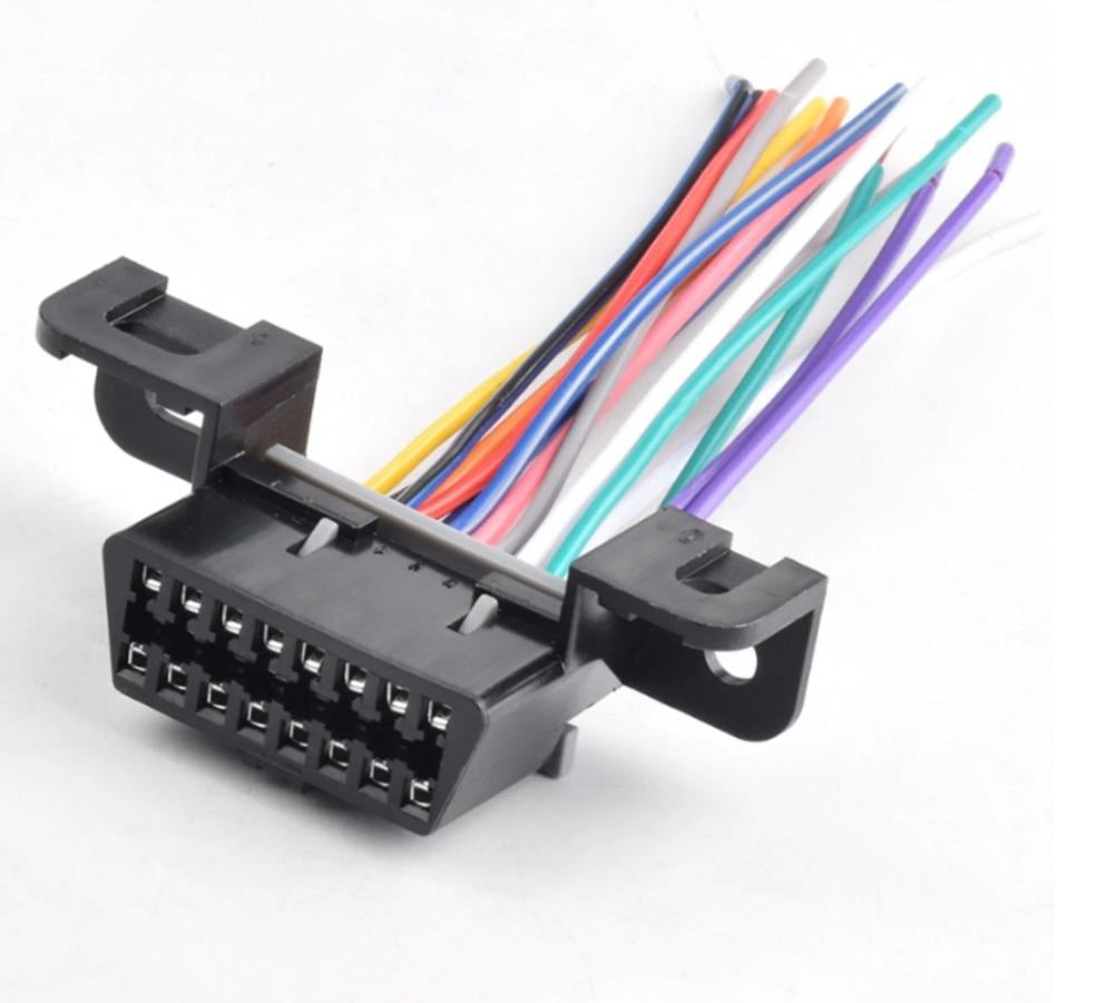 Разъем диагностический OBD2 16pin с проводами (0121)