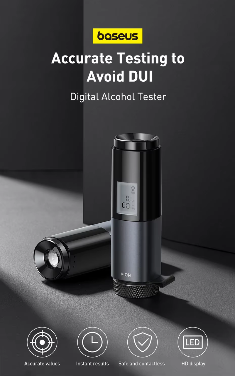 Алкотестер бесконтактный высокоточный BASEUS (2235473054) - фото 2 Алкотестер бесконтактный высокоточный BASEUS (2235473054) - фото 2