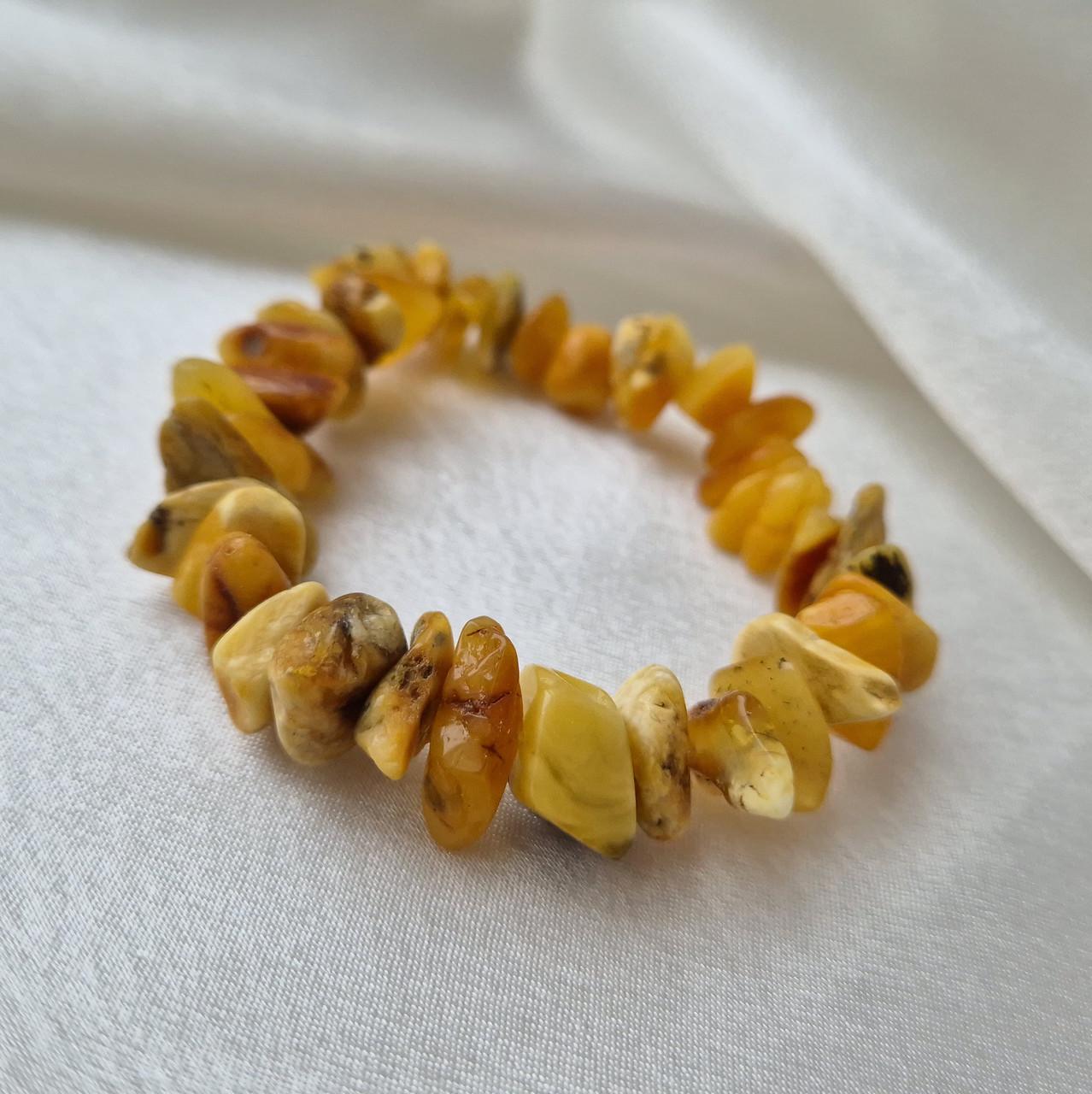 Браслет из натурального янтаря необработанный лечебный 20-23 см Желтый (бр20/150жел кор)
