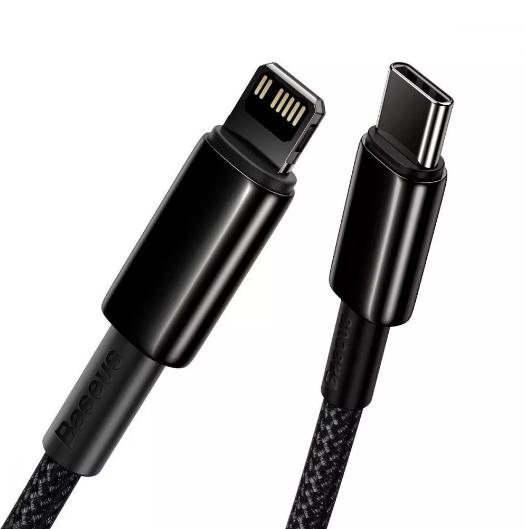 Кабель BASEUS Tungsten Gold Type-C to Lightning 20W 1 м Black (CATLWJ-01) - фото 4 Кабель BASEUS Tungsten Gold Type-C to Lightning 20W 1 м Black (CATLWJ-01) - фото 4