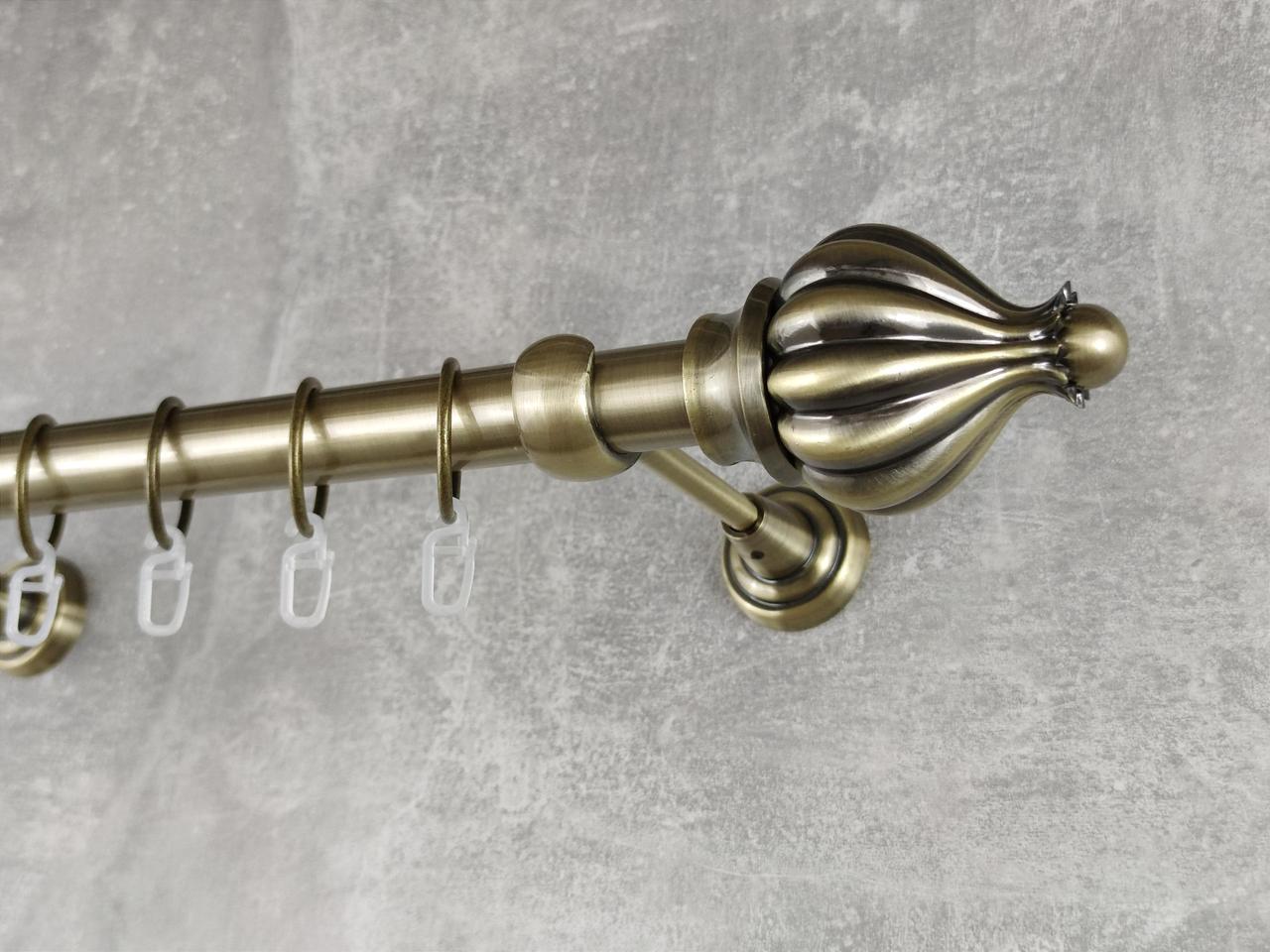 Карниз MStyle металлический для штор однорядный Таджа 25 мм гладкий 400 см Антик (5011817)