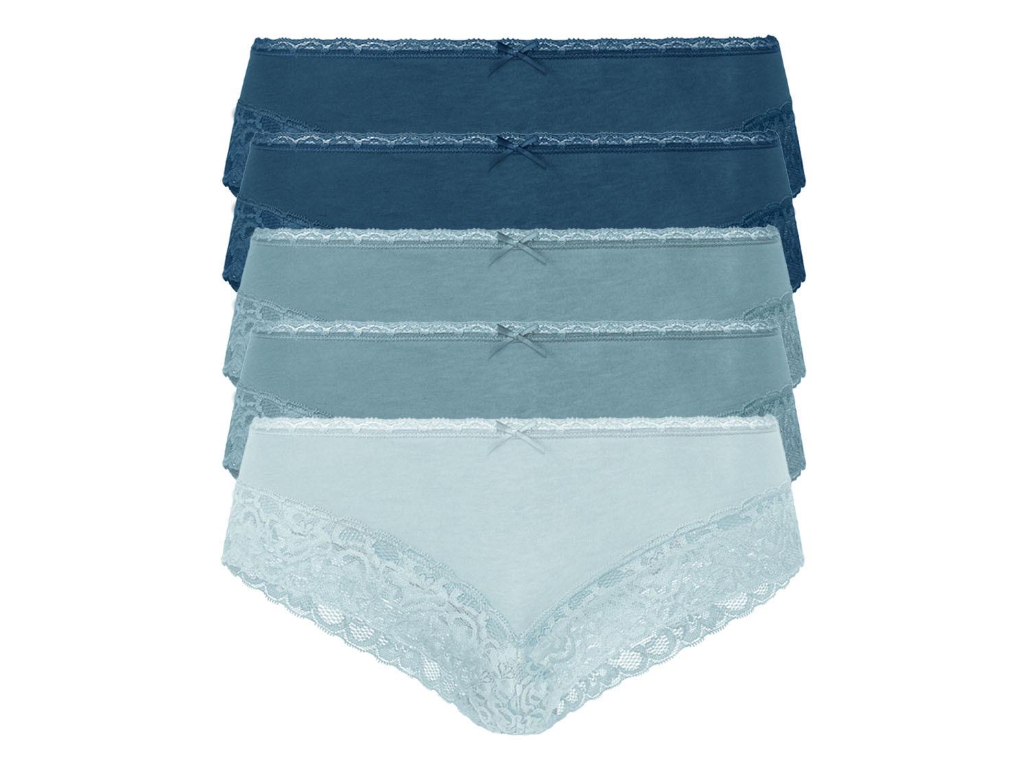 Трусики-хипстеры хлопковые женские Esmara 362806 однотонные кружевные S 5 шт. Разноцветный (72947)