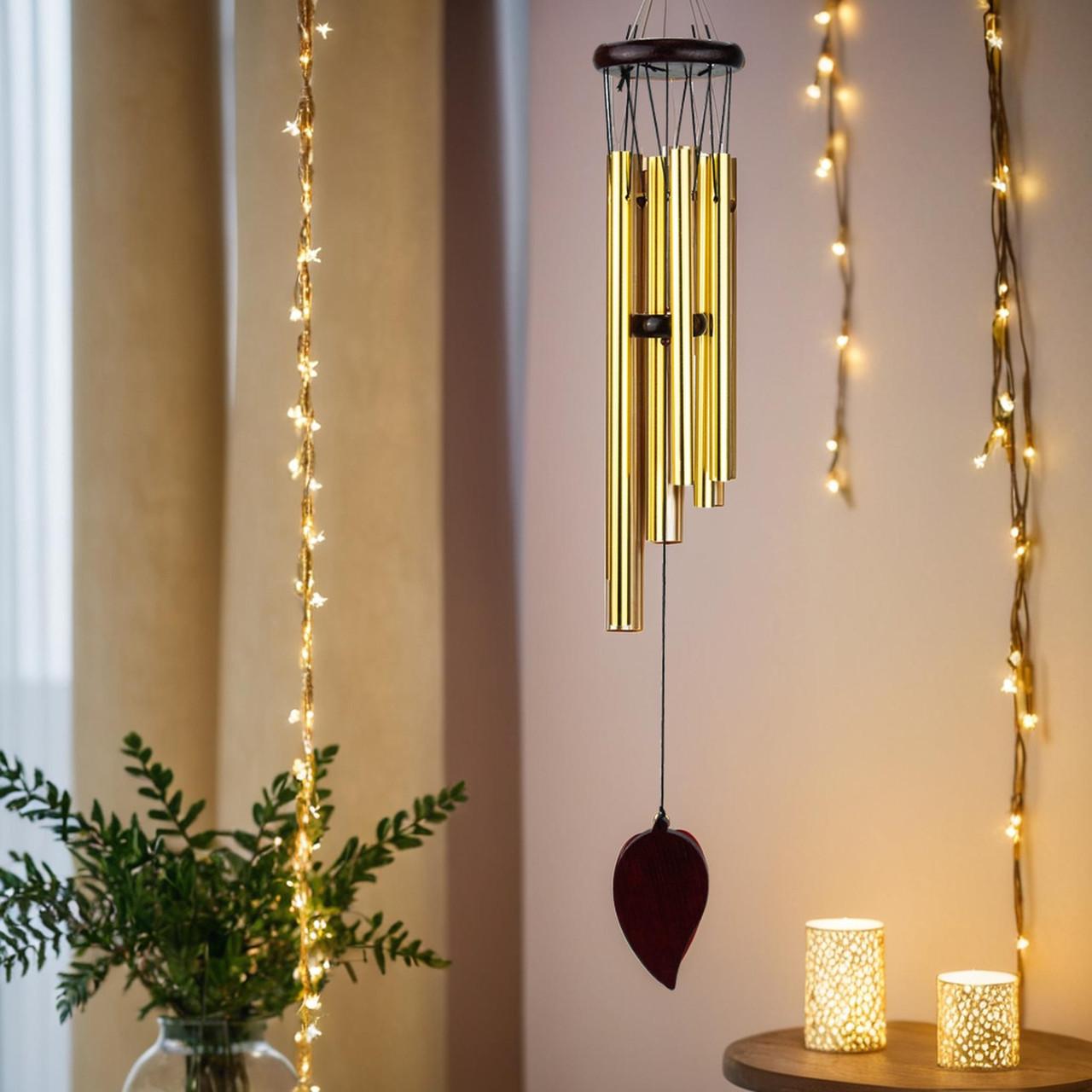 Музика вітру 6 металевих золотистих трубочок 60х8,5 см (С6277) - фото 4 Музика вітру 6 металевих золотистих трубочок 60х8,5 см (С6277) - фото 4