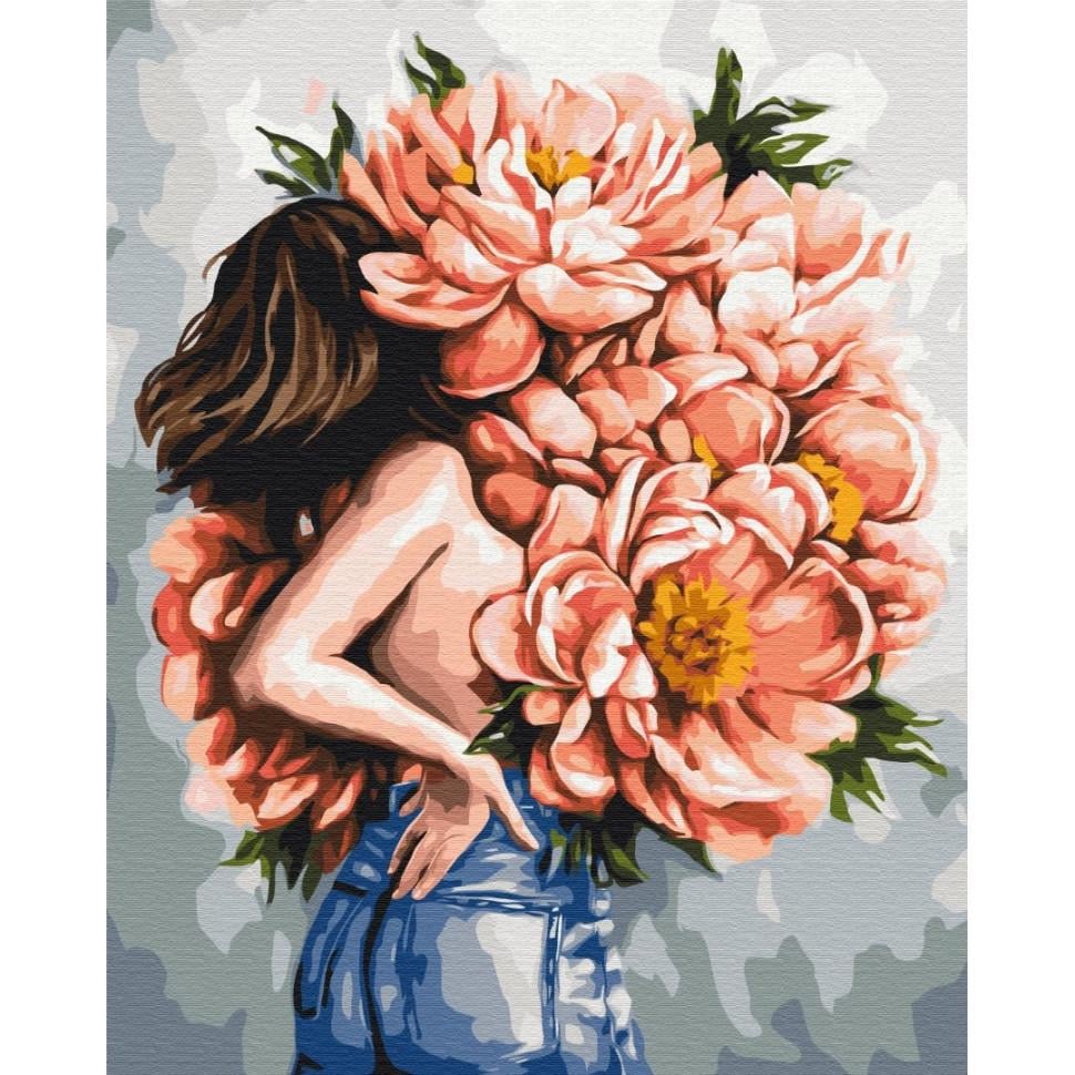 Картина за номерами Brushme BS53301 Піони жіночності Дар'я Михайлишина 40х50 см