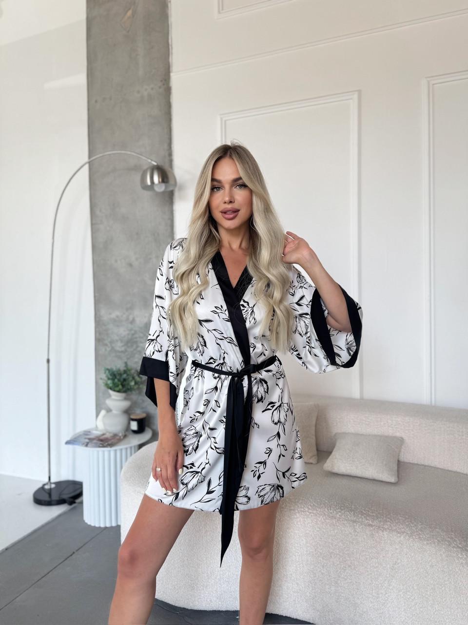 Халат-кимоно женский Julia Ulich шелковый с широким рукавом S Белый (27565621) - фото 5 Халат-кимоно женский Julia Ulich шелковый с широким рукавом S Белый (27565621) - фото 5