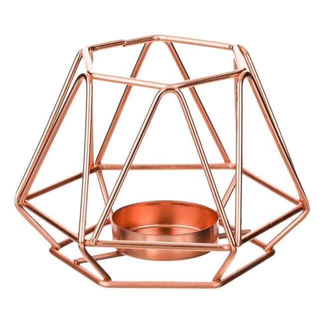 Свічник металевий багатокутний золото рожеве 11x11x8 см (12946170)
