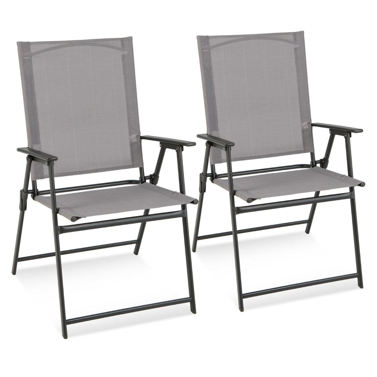 Стул садовый складной 58x62x96 см Серый (COSTWAY-01425)
