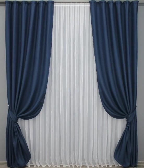 Ткань для штор лен блекаут Синий (1360ш) - фото 3 Ткань для штор лен блекаут Синий (1360ш) - фото 3