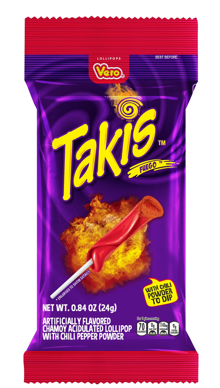 Льодяники на паличці Takis Fuego 3 Lollipops 72 г (1757197576)