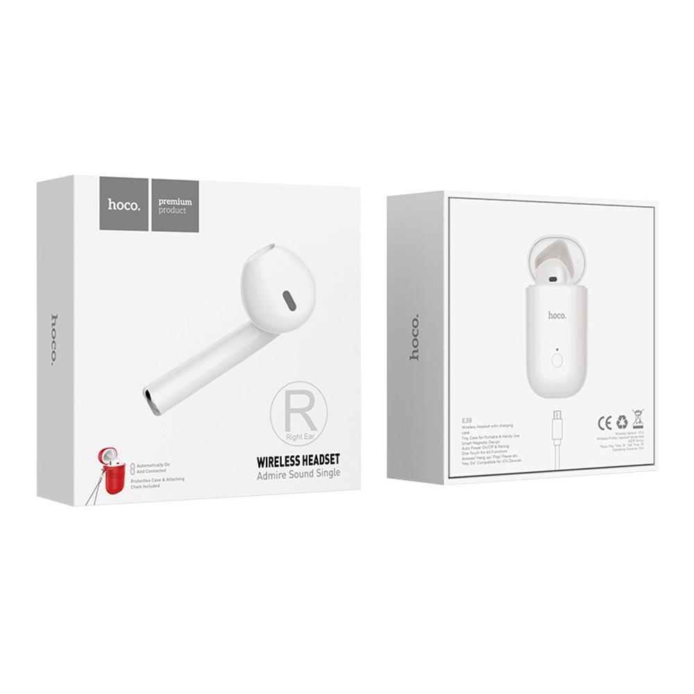 Bluetooth-гарнитура разговорная Hoco E39 Admire sound single wireless headset білий - фото 2