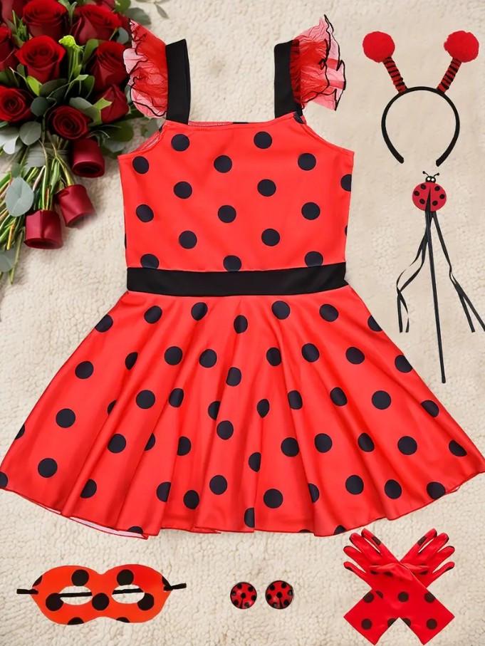 Костюм Леди Баг с платьем для девочки 5-6 лет/120 см и парик (2766857561) - фото 5 Костюм Леди Баг с платьем для девочки 5-6 лет/120 см и парик (2766857561) - фото 5