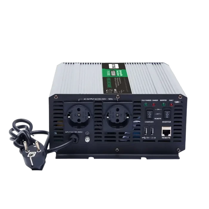 Інвертор із чистою синусоїдою 1000w 12/230 V із вбудованою зарядкою 10 A 12 V (4082740)