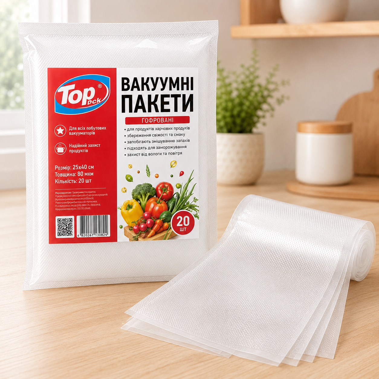Пакети для вакууматора 80 мкм гофровані 20 шт. 25x40 см (37-113259) Пакети для вакууматора 80 мкм гофровані 20 шт. 25x40 см (37-113259)