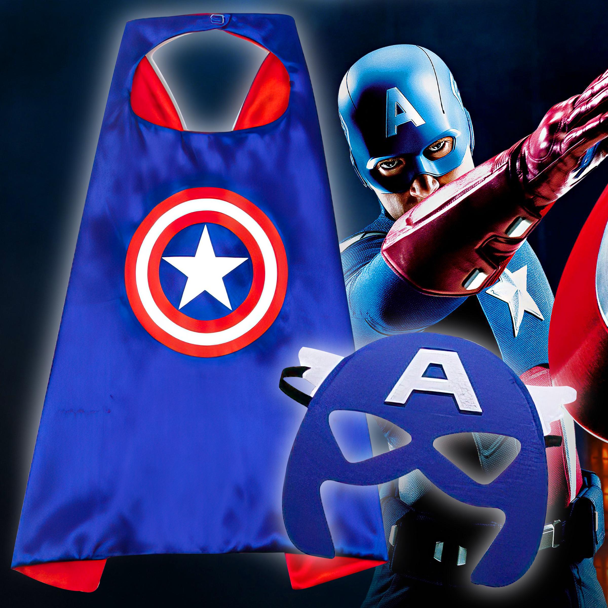 Карнавальний костюм дитячий плащ з маскою Капітан Америка для хлопчиків від 2 до 6 років - фото 2 Карнавальний костюм дитячий плащ з маскою Капітан Америка для хлопчиків від 2 до 6 років - фото 2