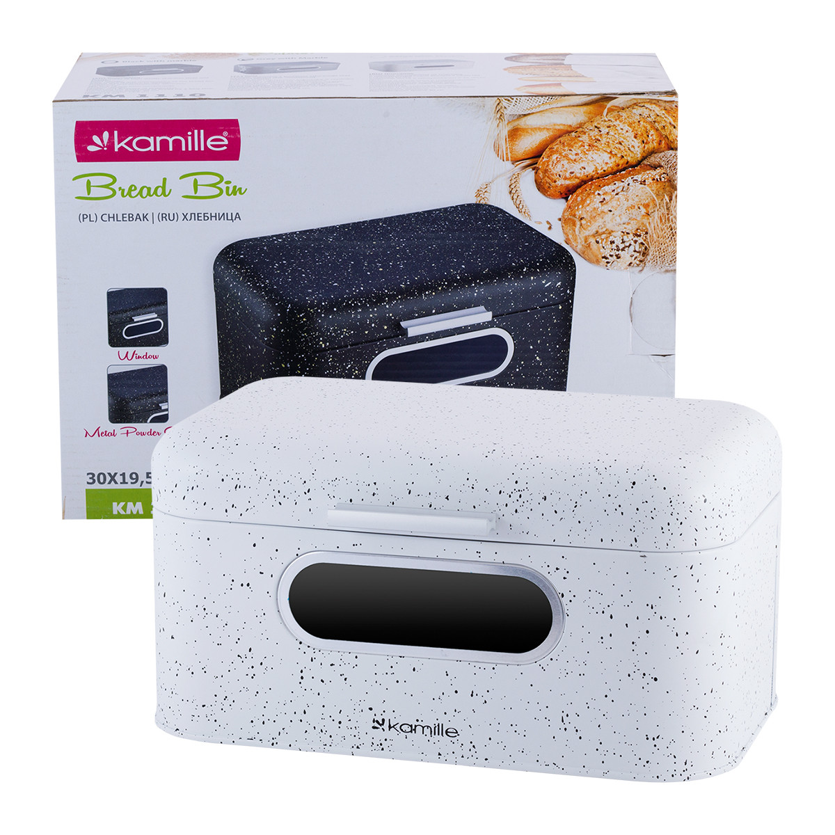 Хлебница Kamille 30х19,5х15,5 см из нержавеющей стали Белый KM-1110