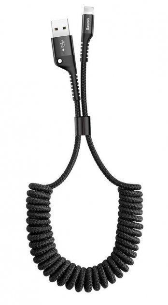 Кабель Baseus CALSR-01 Fish Eye Spring Cable USB to Lightning 2A 1 м Black