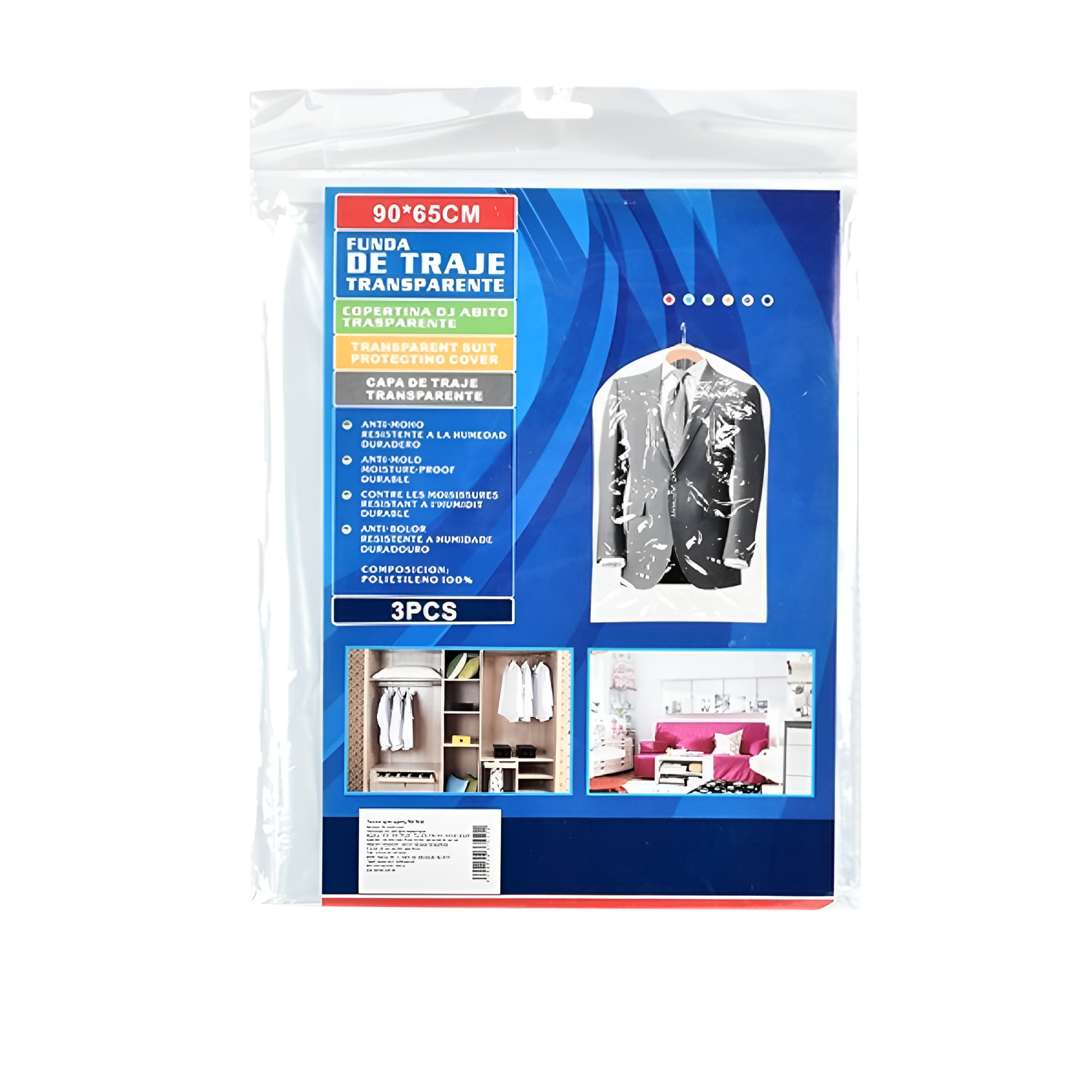 Набор чехолов для одежды FUNDA R97834 полиэтиленовые 3 шт. 90х65 см Прозрачный - фото 2
