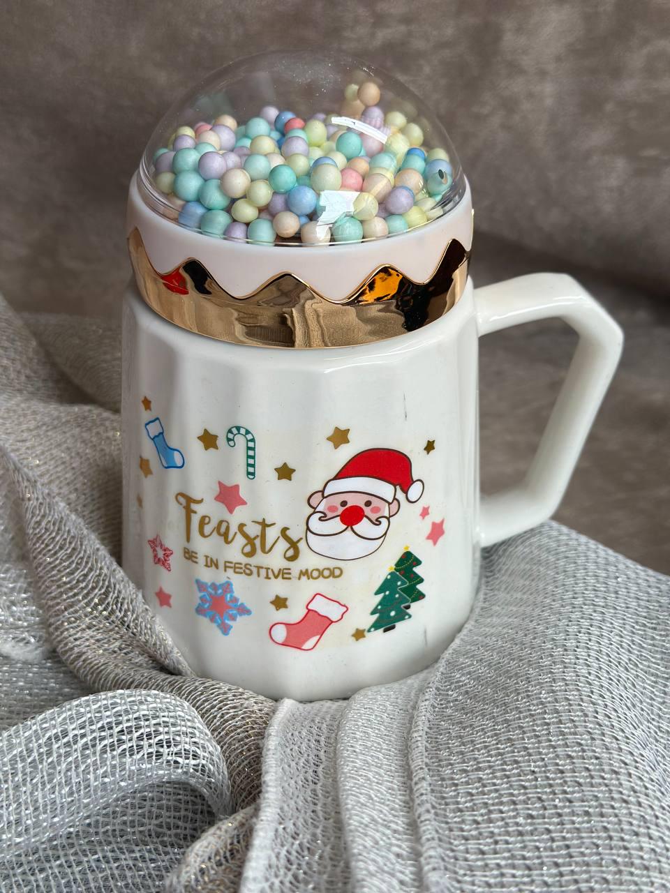 Чашка новогодняя Christmas mood фарфоровая с крышкой 360 мл (R33369-1)